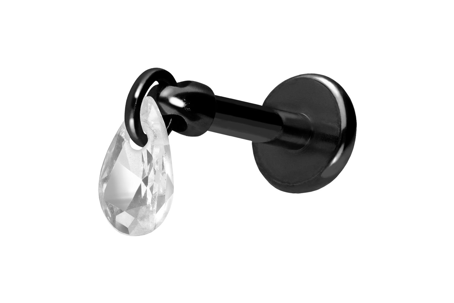 Titan Labret Piercing mit Push Fit KRISTALLTROPFEN